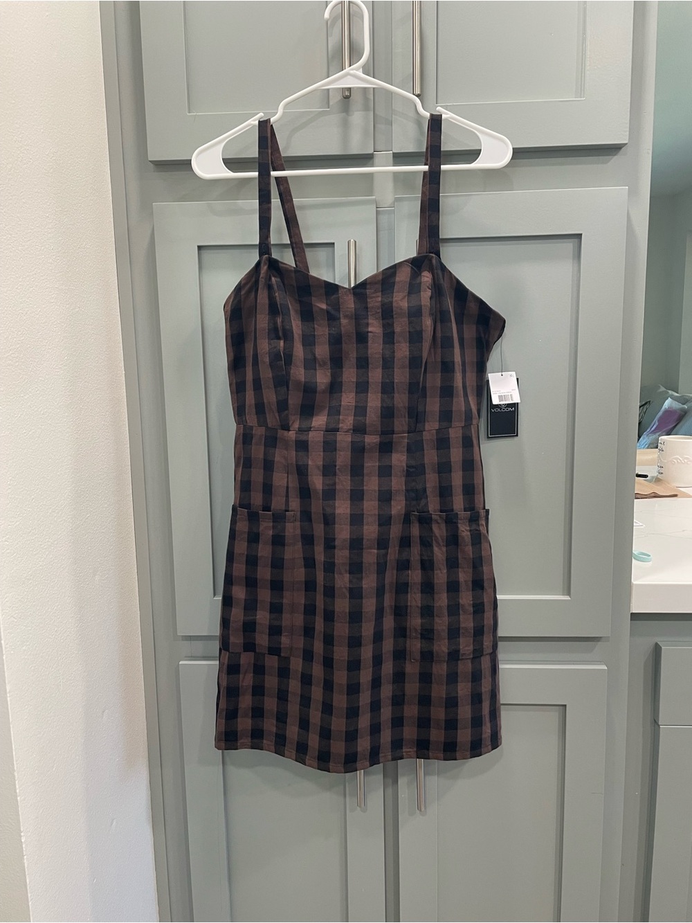 Volcom Black and Brown Gingham Dress